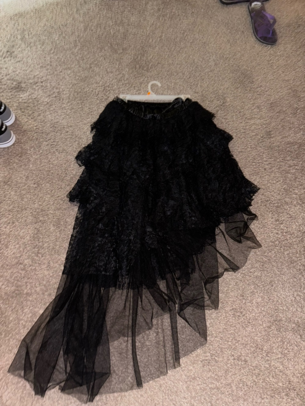 Dolls Kill Black Lace & Tulle Asymmetrical Skirt